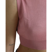 Dolce & Gabbana Pink Crew Neck Cropped Sleeveless Tank Top