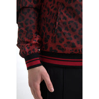 Dolce & Gabbana Red Leopard Bomber Short Coat Jacket