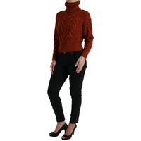 Dolce & Gabbana Brown Wool Knit Turtleneck Pullover Sweater