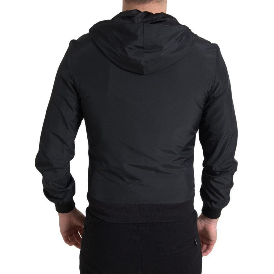 Dolce & Gabbana Elegant Black Hooded Sweatshirt with Logo Plaque