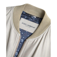 Dolce & Gabbana Cream Leather Bomber Jacket