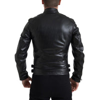 Dolce & Gabbana Sleek Black Leather Biker Jacket