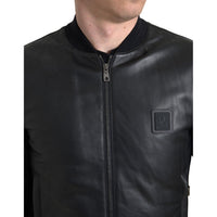 Dolce & Gabbana Black Polyester Full Zip Bomber Coat Jacket