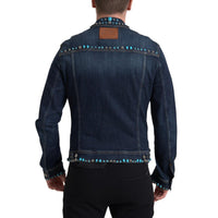Dolce & Gabbana Blue Denim Turquoise Stones Studded Jacket