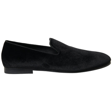 Dolce & Gabbana Elegant Velvet Black Loafers for Men