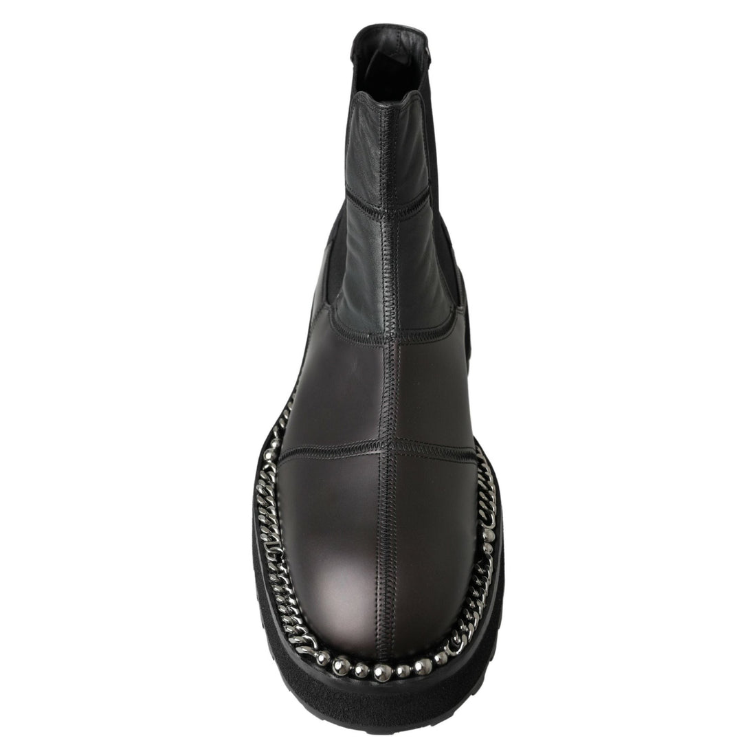 Dolce & Gabbana Black Leather Slip on Stretch Boots