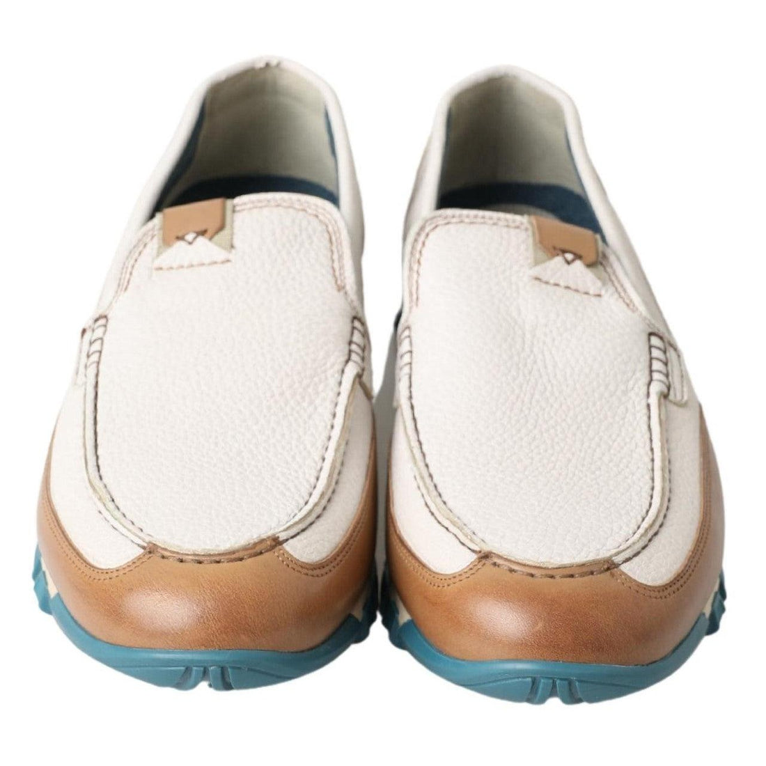 Dolce & Gabbana White Leather Loafers Moccasins Shoes