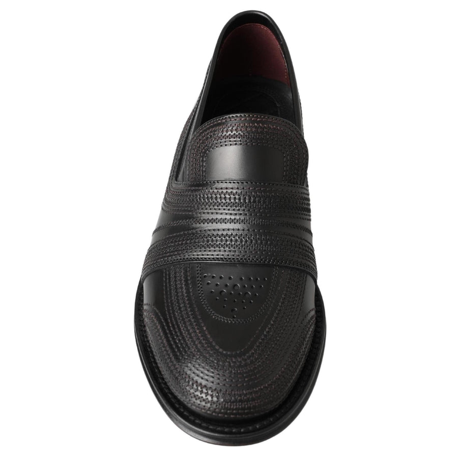 Dolce & Gabbana Elegant Black Leather Slipper Loafers