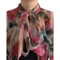 Dolce & Gabbana Multicolor Camelia Print Silk Chiffon Coat