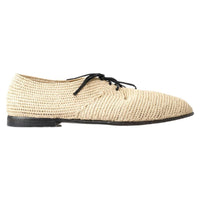 Dolce & Gabbana Beige Woven Lace Up Casual Derby Shoes