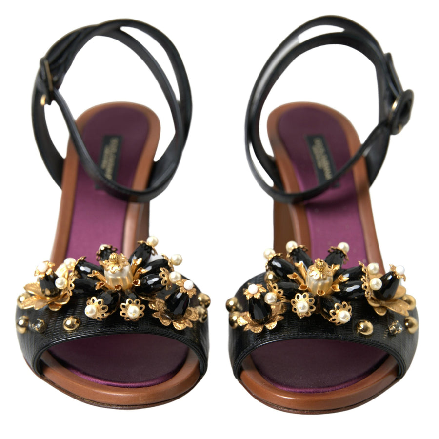 Dolce & Gabbana Elegant Embellished Leather Sandals