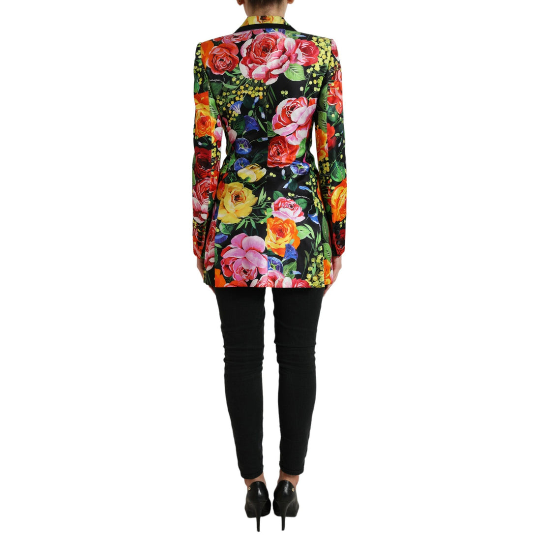 Dolce & Gabbana Multicolor Floral Print Silk Blazer Jacket