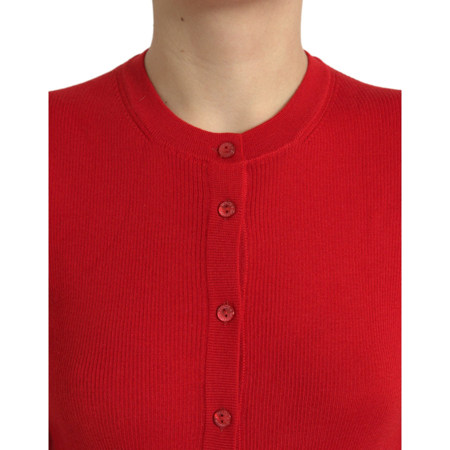 Dolce & Gabbana Red Cashmere Button Down Cardigan Sweater