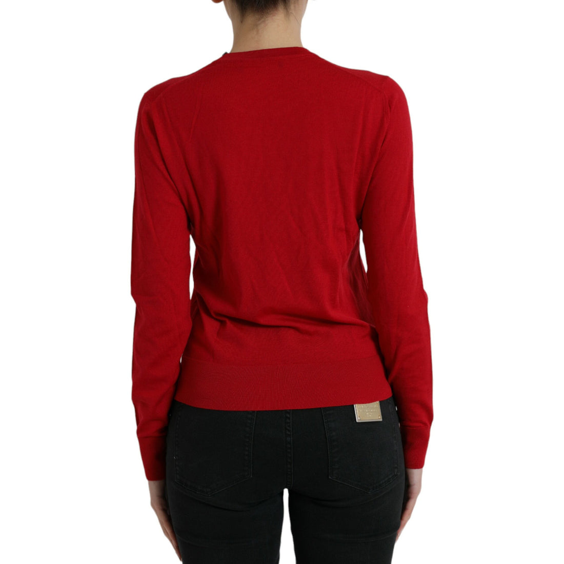 Dolce & Gabbana Red Wool Knitted Crew Neck Pullover Sweater