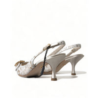Dolce & Gabbana Elegant Lace Slingback Pumps with Crystal Accents