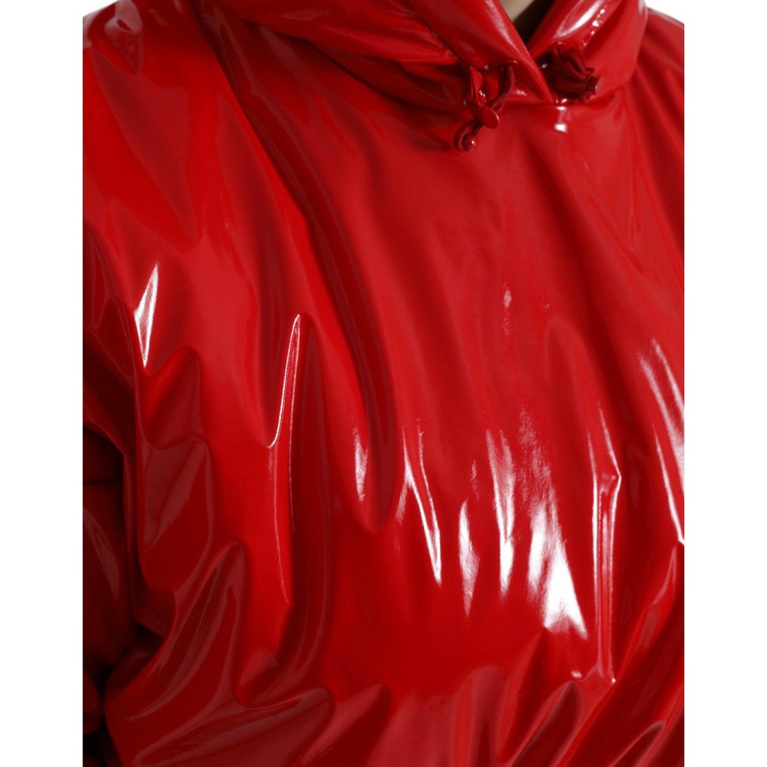 Dolce & Gabbana Shiny Red Hooded Cropped Short Coat Jacket
