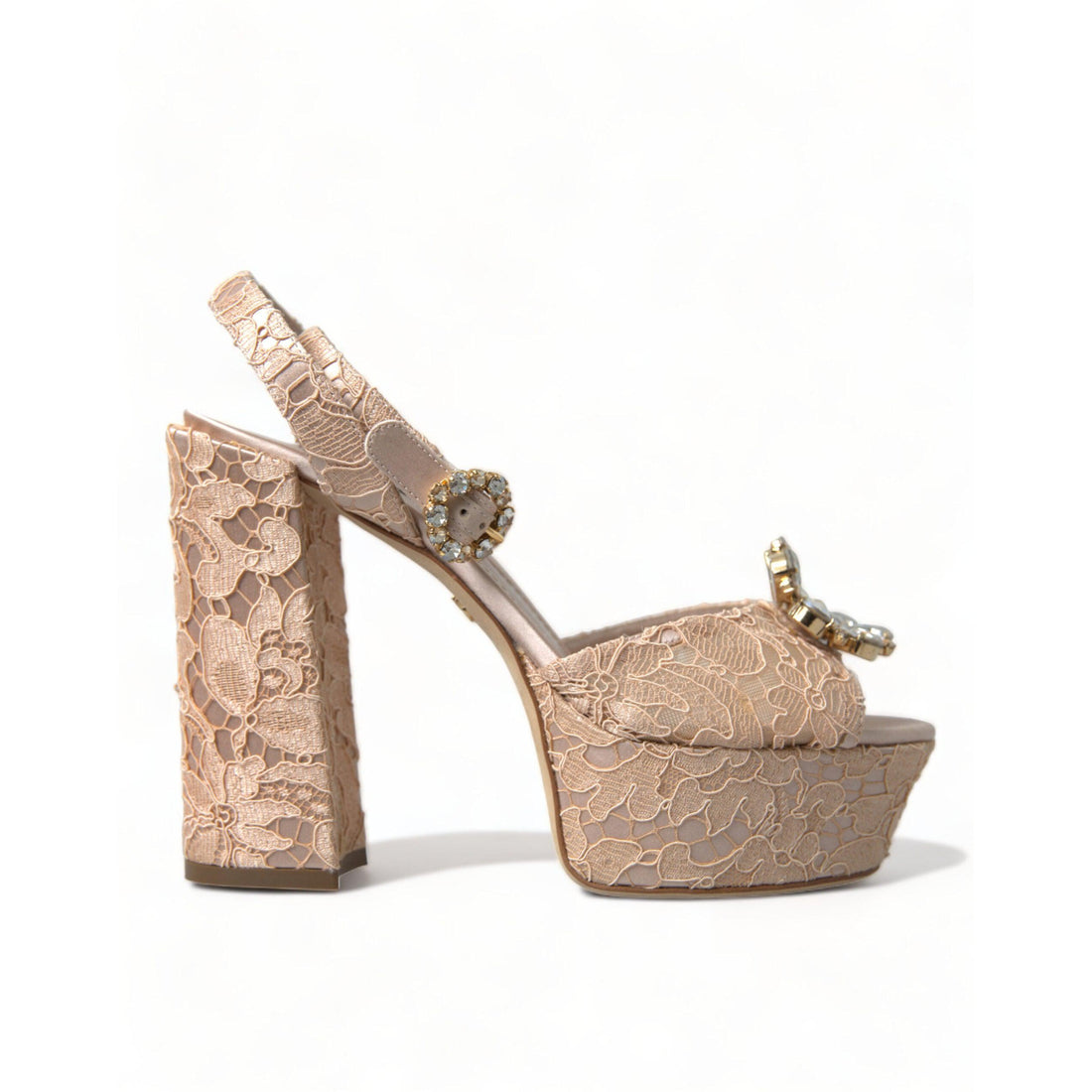 Dolce & Gabbana Chic Light Pink Platform Heels with Lace Detail