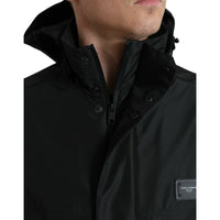 Dolce & Gabbana Black Polyester Logo Plaque Hooded Jacket