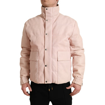 Dolce & Gabbana Pink Nylon Men Turtle Neck Puffer Jacket