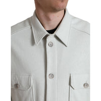 Dolce & Gabbana Grey Cotton Button Down Collared Coat Jacket