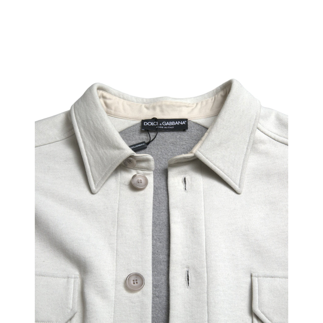 Dolce & Gabbana Grey Cotton Button Down Collared Coat Jacket