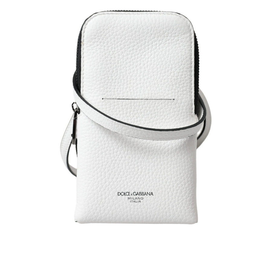 Dolce & Gabbana White Leather Purse Crossbody Sling Phone Bag