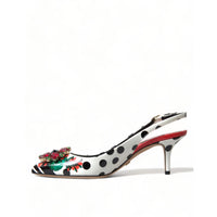 Dolce & Gabbana Multicolor Leather Crystal Slingback Pump Heels Shoes