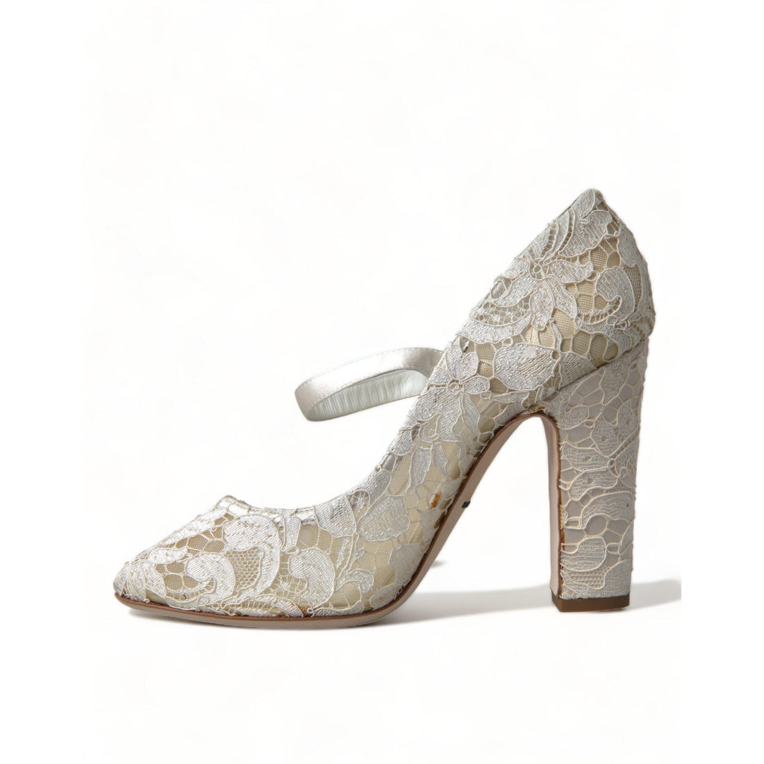 Dolce & Gabbana Chic Lace Block Heels Sandals in Cream White