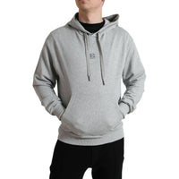 Dolce & Gabbana Gray Cotton Logo Hooded Sweatshirt Sweater