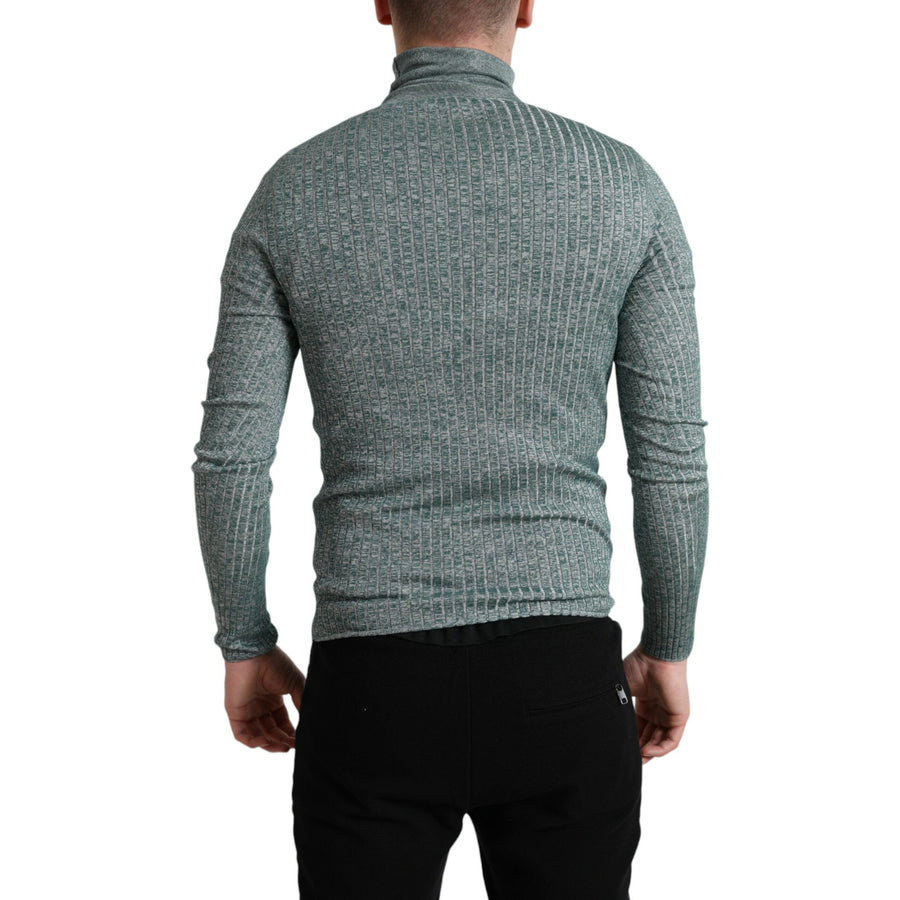 Dolce & Gabbana Green Polyester Turtleneck Pullover Sweater