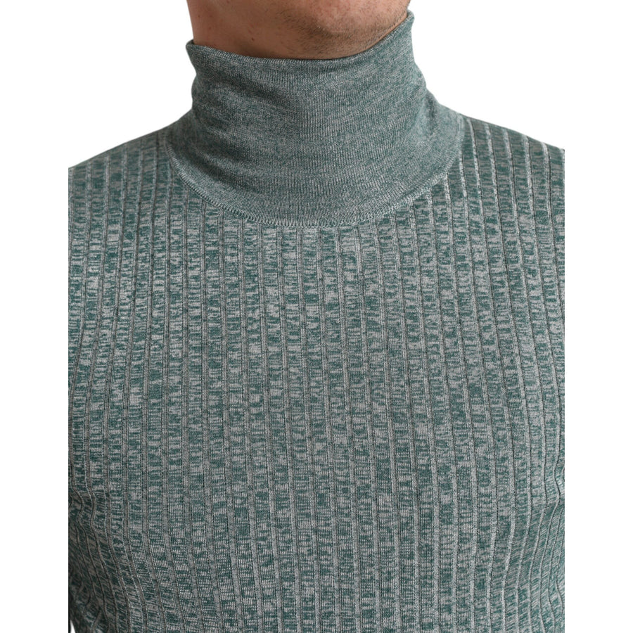 Dolce & Gabbana Green Polyester Turtleneck Pullover Sweater