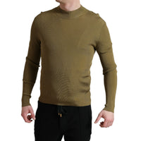 Dolce & Gabbana Army Green Viscose Crewneck Pullover Sweater