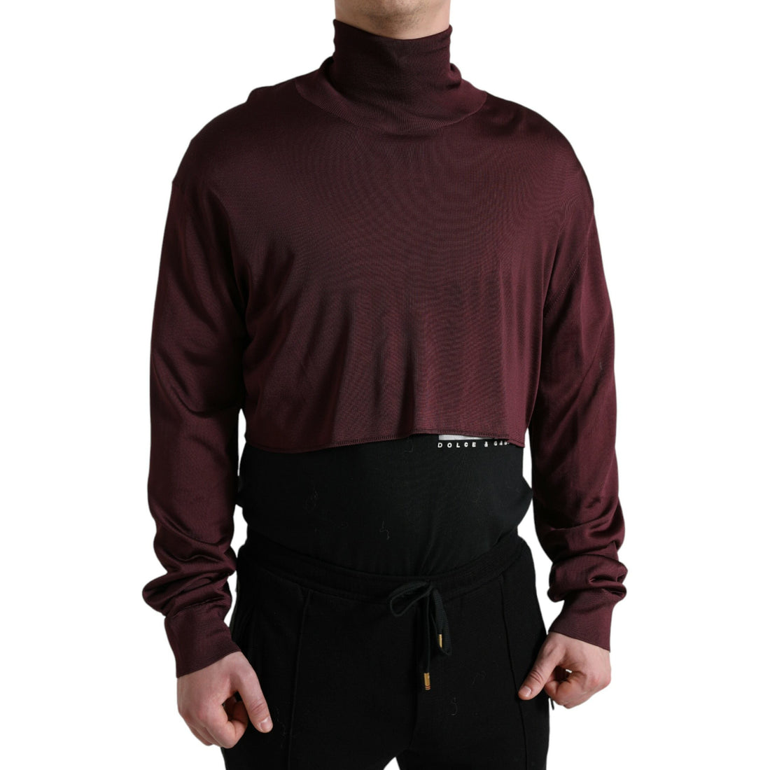 Dolce & Gabbana Maroon Viscose Turtleneck Pullover Sweater
