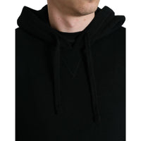 Dolce & Gabbana Black Cashmere Hooded Pullover Sweater