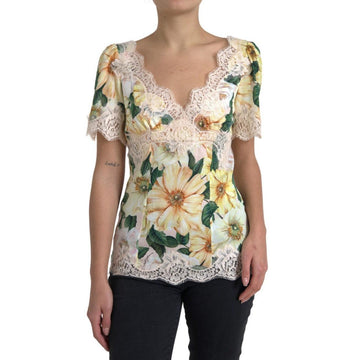 Dolce & Gabbana Elegant Floral Print Silk Blouse
