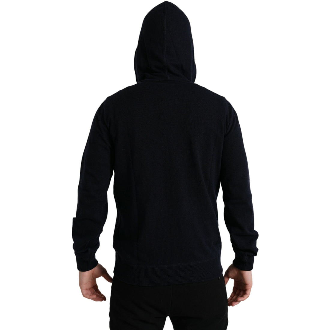 Dolce & Gabbana Blue Cashmere Hooded Pullover Sweater