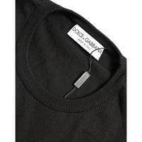 Dolce & Gabbana Black Cotton Crew Neck Men Pullover Sweater