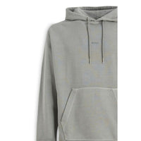 Hugo Boss Grey Cotton Logo Details Hooded Sweatshirt