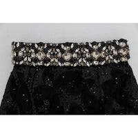 Dolce & Gabbana Crystal Sequined Silk High Waist Shorts