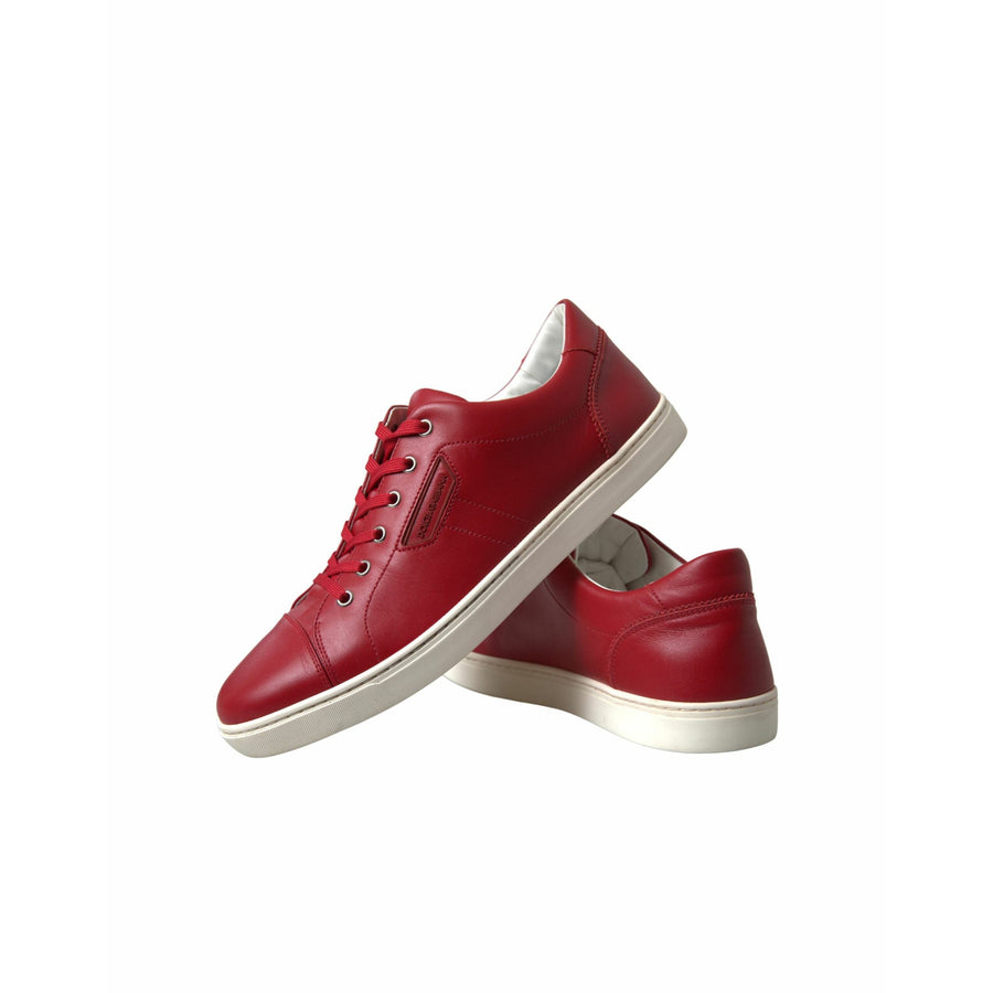 Dolce & Gabbana Shoes Red Portofino Leather Low Top Mens Sneakers