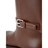 Burberry Buckle Embellished Leather Tobacco Boots