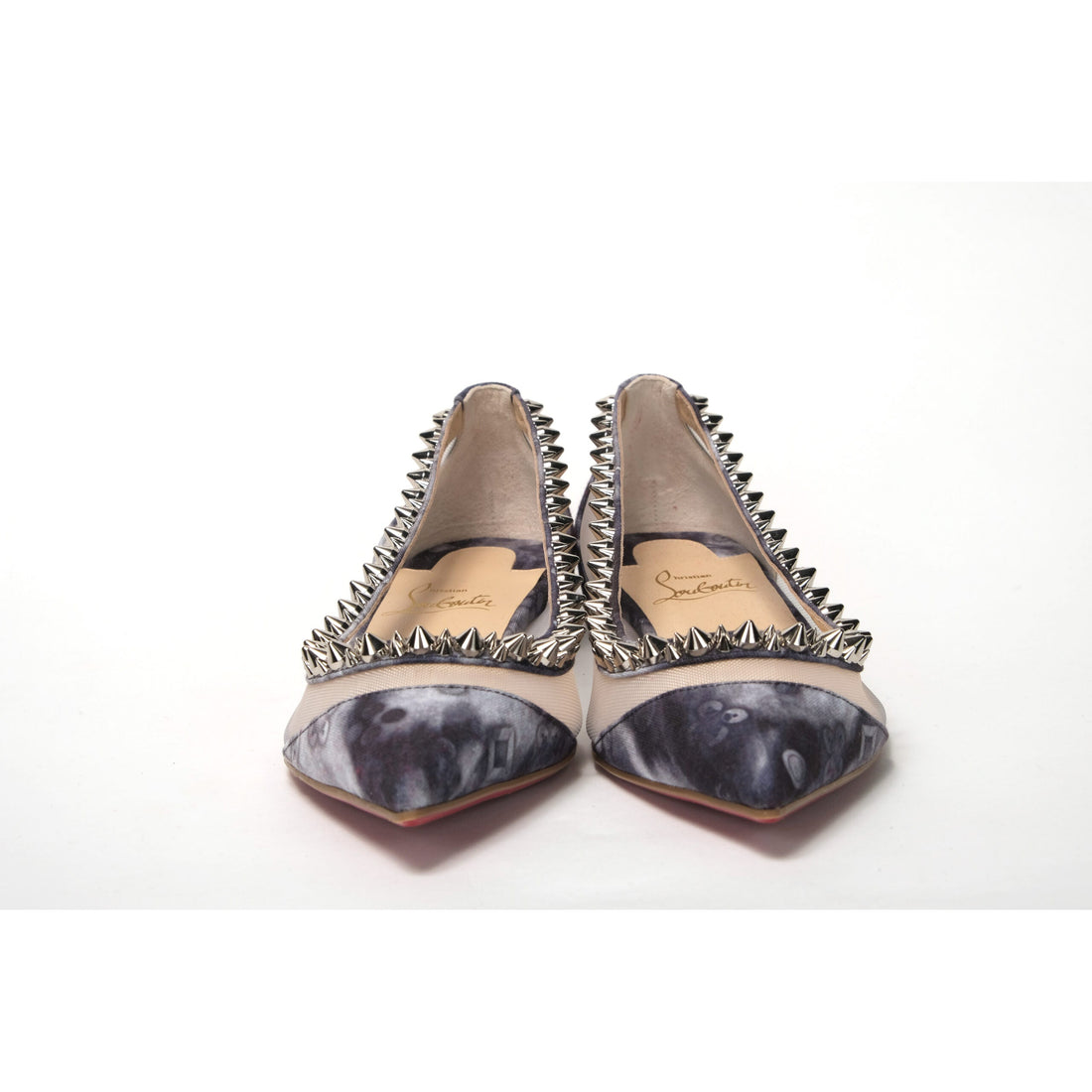 Christian Louboutin Multicolor Print Silver Flat Point Toe Shoe