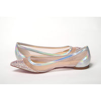 Christian Louboutin Silver Rose Flat Point Crystals Toe Shoe