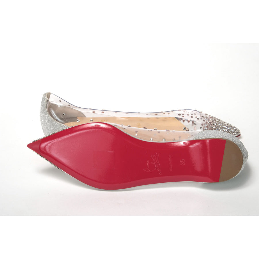 Christian Louboutin Silver Crystals Flat Point Toe Shoe