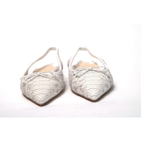 Christian Louboutin White Perforated Printed Flat Point Toe Shoe