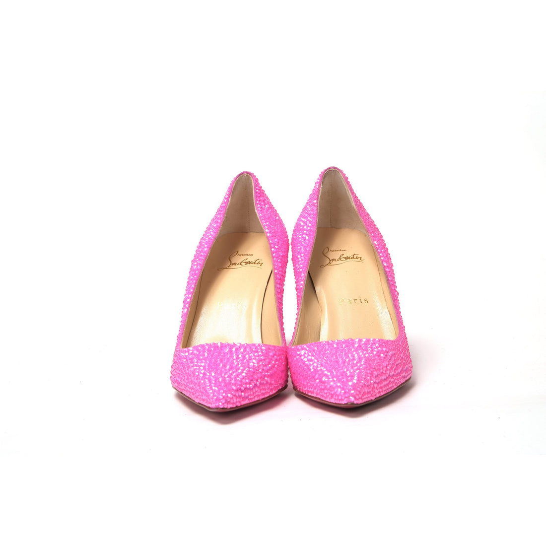 Christian Louboutin Hot Pink Embellished High Heels Pumps