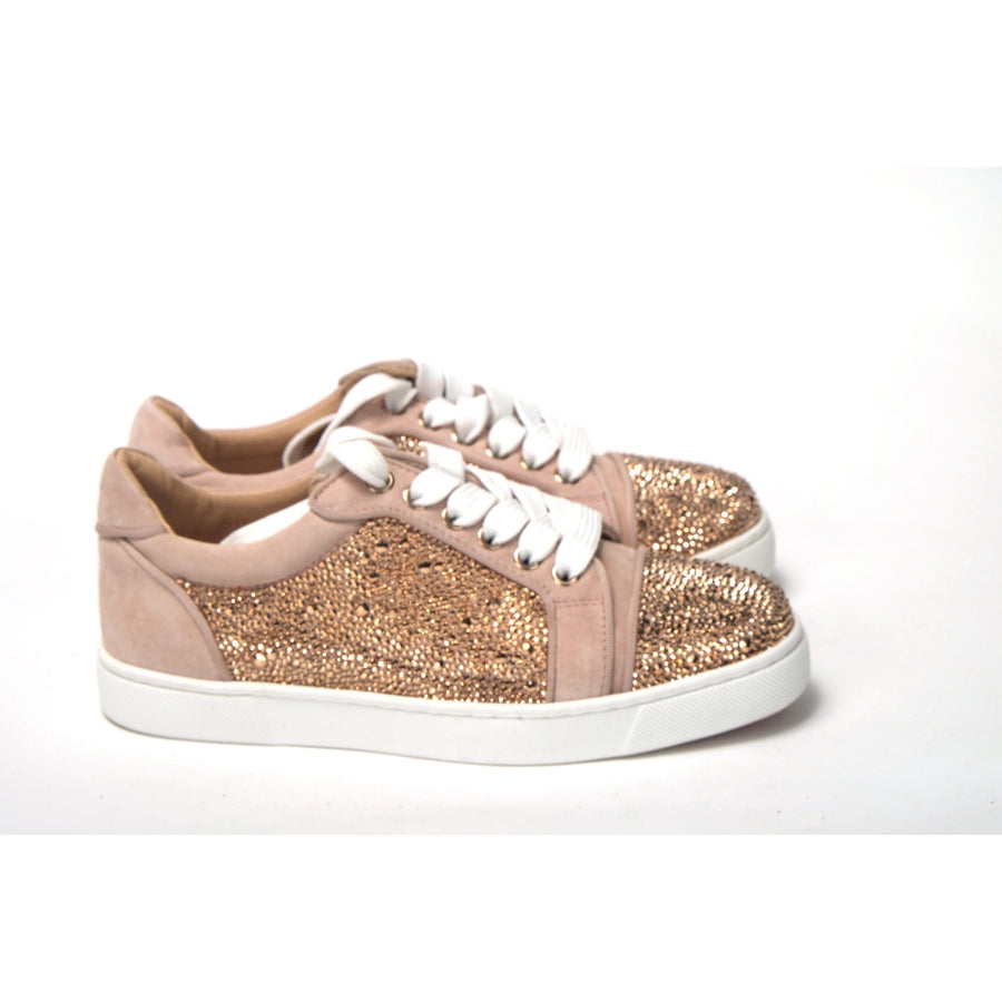Christian Louboutin Antoinette Rose Gold Embellished Sneakers