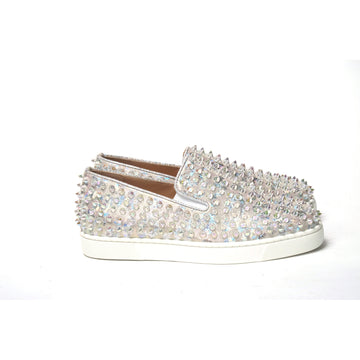 Christian Louboutin White Ab/Clear Ab Roller Boat Woman Flat Sneaker