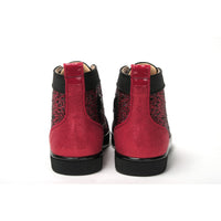 Christian Louboutin Red Black Louis Junior Spikes  Sneaker Shoes