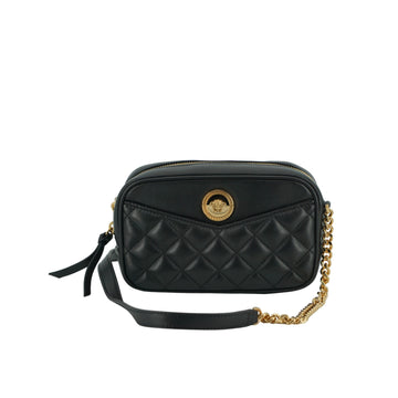 Versace Elegant Small Black Leather Crossbody Bag